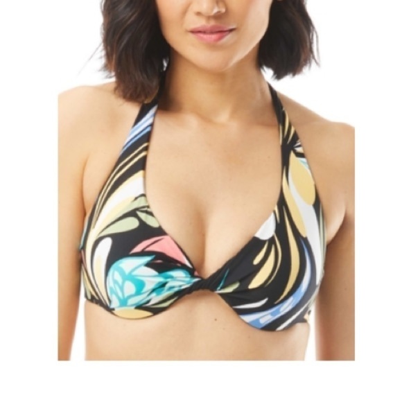 Coco Reef Print Wrapped Swim DD Bra Top 32/34 DD Black Multi Verso Convertible - Picture 5 of 11